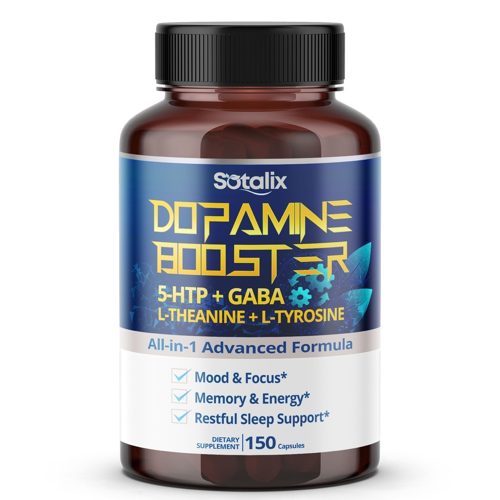 5-HTP + GABA con L-Theanine + L-Tyrosine - Mood & Focus, Memory & Energy, Restful Sleep Support - USA Hecho " Tested (150-day Supply (Pack of 1))