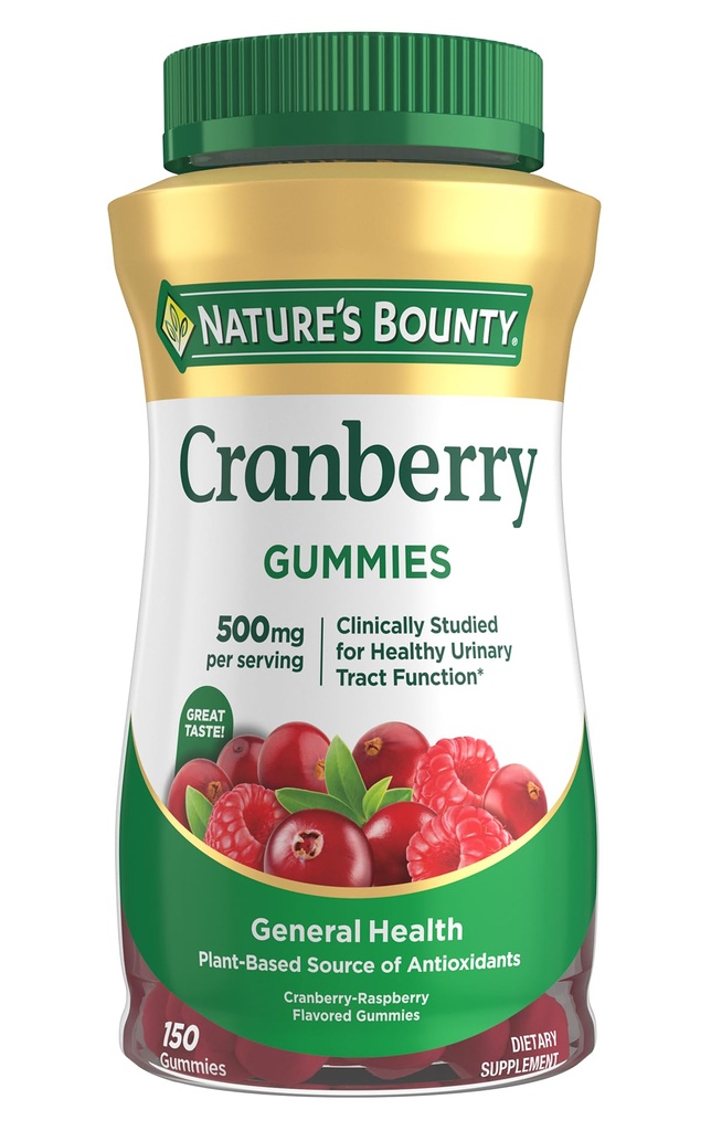 Bounty Cranberry Gummies, Urinary Tract Support, 500 mg, Cran-Raspberry Flavor, 150 Ct