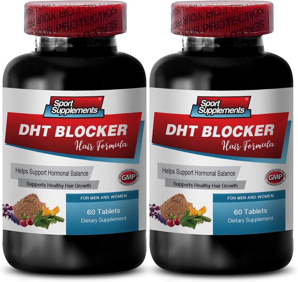 Crecimiento del cabello Vitaminas sin biotina - DHT Blocker Hair Fórmula - Soporte Saludable Crecimiento del cabello - shou wu para el cabello gris, Soy isoflavones Suplemento, kudzu Root Capsules, dht Blocker - 2B 120 Cap