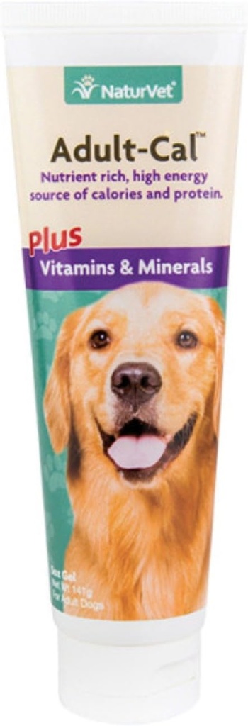 NaturVet Adult-Cal Nutritional Gel Plus Vitaminas &amp; Minerals for Dogs, 5 oz Gel, Made in USA