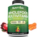 Nutrivein Alimento completo Multivitamina para Hombres – 120 cápsulas de multivitamina veganas para adultos – Energía diaria, inmune y apoyo al corazón – Frutas primas &amp; vitaminas vegetales + B - No previsto para niños