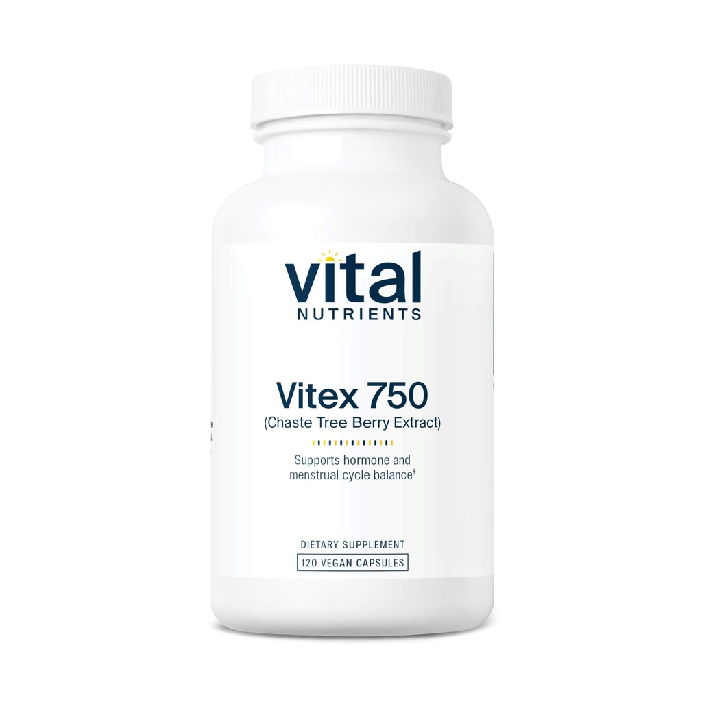 Vital Nutrients Vitex 750  750mg Chaste Tree Berry Extract ← Soporte para la hormona, la fertilidad y el equilibrio del ciclo menstrual* ← Gluten, Dairy, Soy Free ← Non-GMO ← 120 Capsules