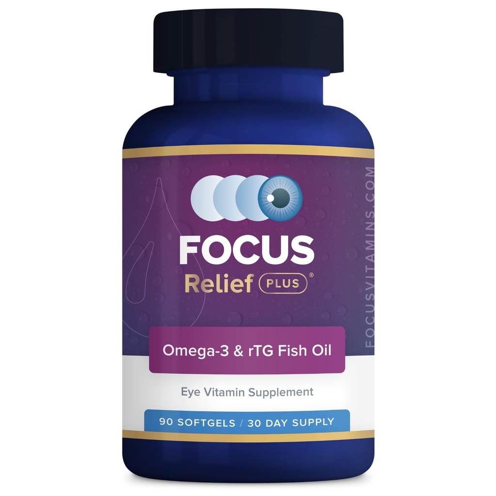 Focus Relief Plus Dry Eye Formula (90 ct. 30 Day Supply) Dry Eye Omega 3 Suplemento - Dry Eye Relief Suplemento -Omega 3 Fish Oil for Dry Eye