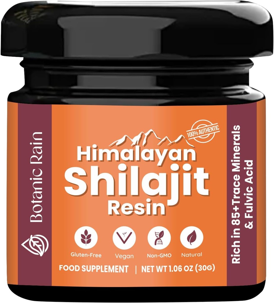 Puro Himalayan Shilajit Resin for Men &amp; Women, 85+ Trace Minerals, 75%+ Ácido Fulvico para la Energía Boost &amp; Immune Support, Himalayan Resin Ayurveda Product - 1,06 oz