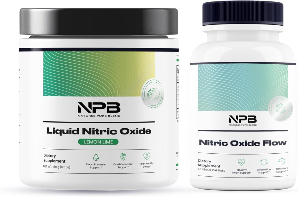 Blend puro de la naturaleza - Nitric Oxide Bundle - Apoyo a la presión arterial, Heart Health Energy, N.O Production Boosters