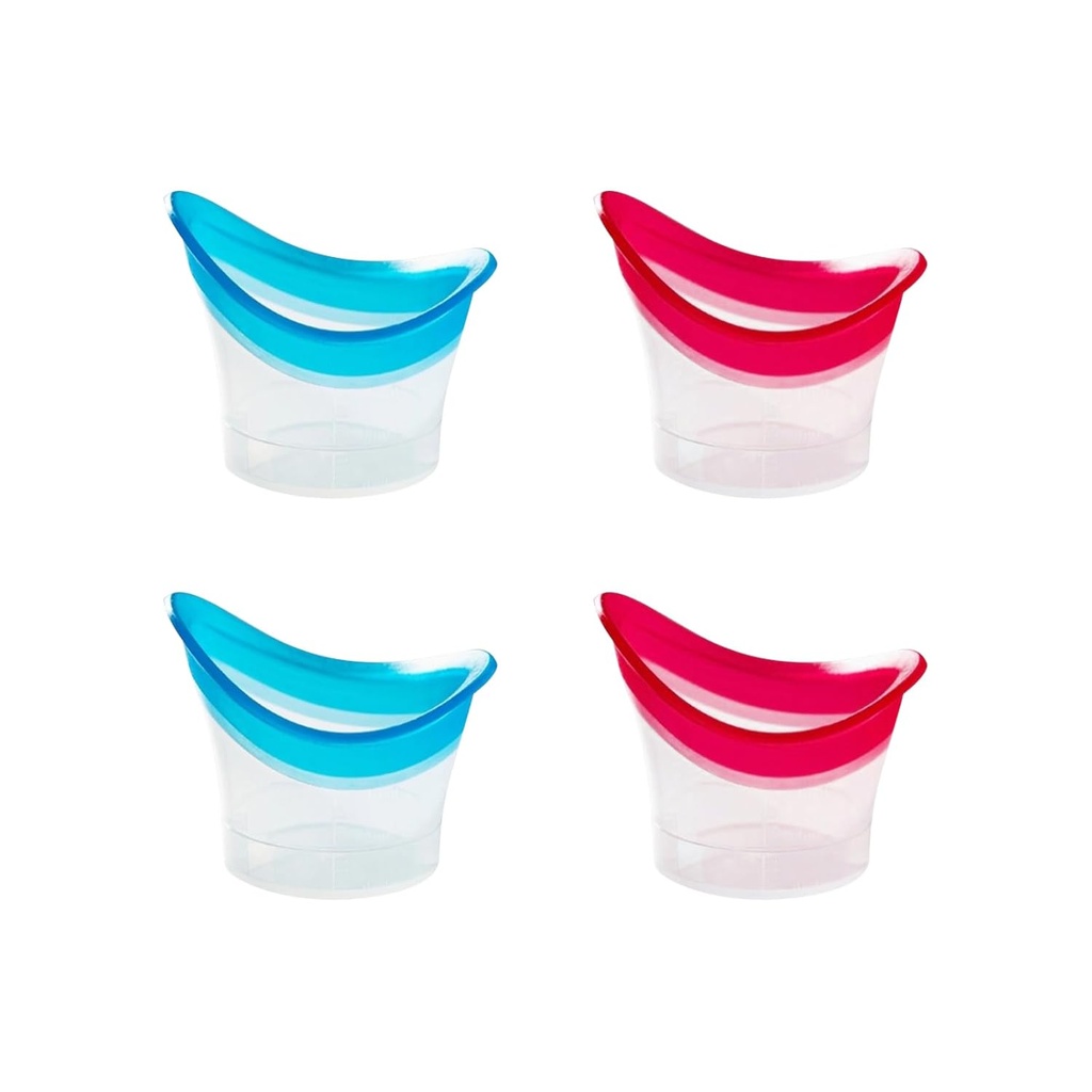 BRBASAP Eye Wash Cup 4Pack Eye Eye Wash Kit de baño Silicone Eyelash Lid Care for Tired Dry Eye Cleaner Solution with Storage Container Soothing Tired Eyes (Blue and Pink)
