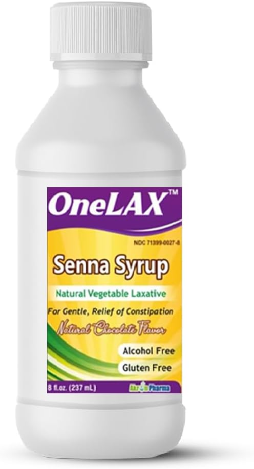 Senna Syrup  Natural Vegetable Laxative (8fl.oz Bottle) Natural Chocolate Flavor, for Gentle, Relief of Constipation