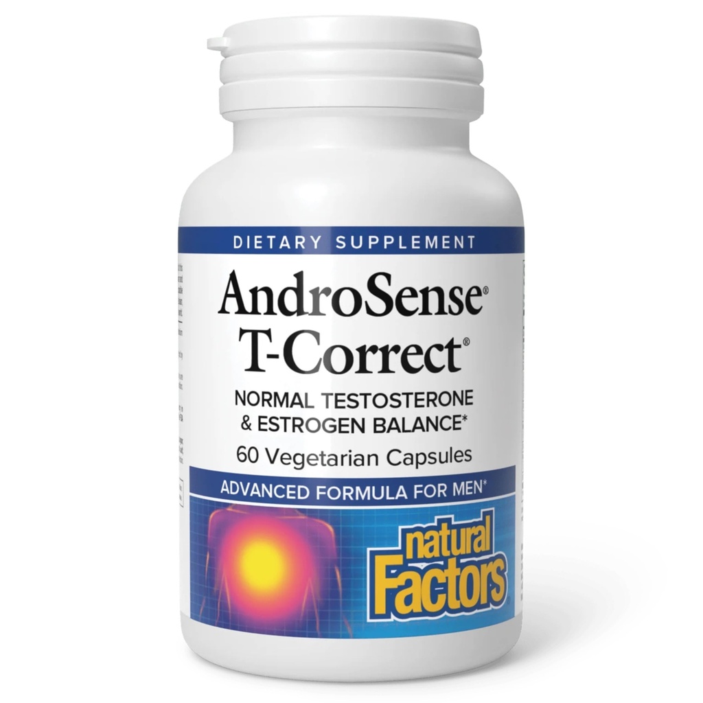 Factores naturales, AndroSense T-Correcto, apoya el metabolismo hormonal de los hombres con esteto de leche, turmérico y licopeno, 60 cápsulas (30 porciones)