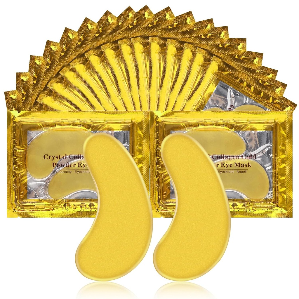 Bajo Patches Ojos para Ojos Puffy, 20 Parejas Máscaras Ojos para Círculos Oscuros y Patches Ojo Dorado de 24k con Collagen para Bolsas Oculares Alrededor de los Ojos (Eye Patches A)