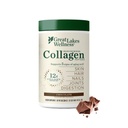Grandes Lagos Wellness Collagen Peptides Polvo para la piel, el pelo, uñas, juntas " Digestión - Chocolate Flavored - Quick Dissolve Hidrolyzed, Non-GMO, Kosher - 10 oz