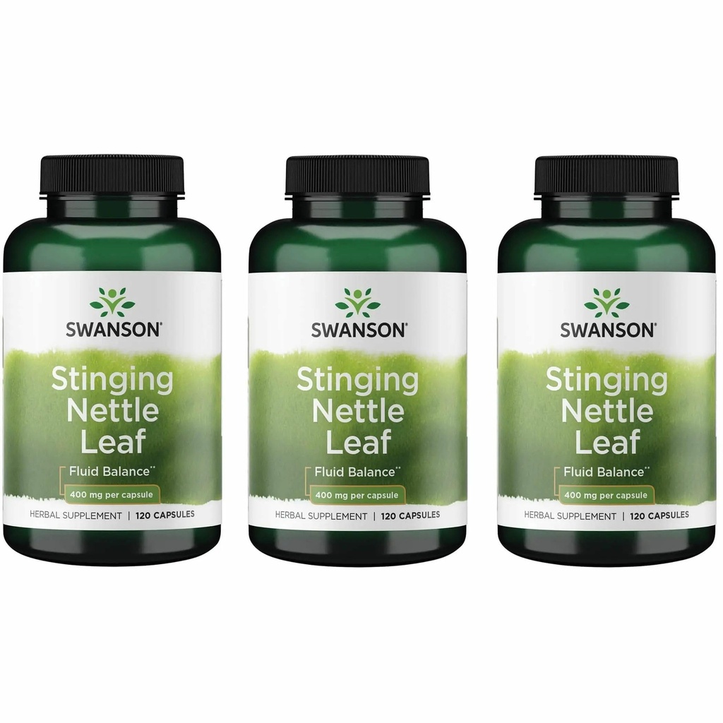 Swanson Stinginging Nettle Leaf (Urtica Dioica) - Herbal Supplement Promoting Urinary Tract &amp; Respiratory Health Support - May Support Healthy Fluid Balance - (120 Capsules) (3 Pack)