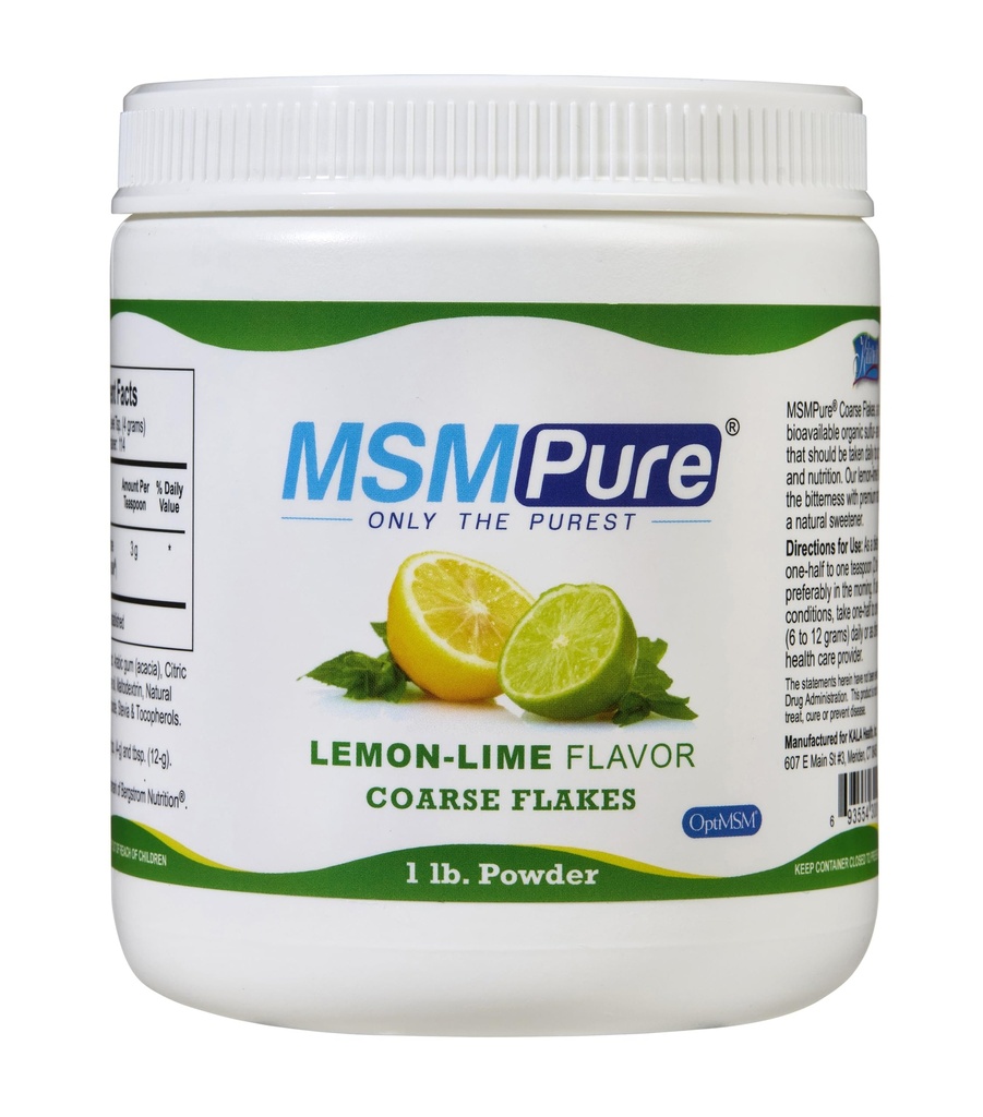 KALA HEALTH MSMPure Lime Lime Flavored Coarse MSM Powder Flakes – US-Made MSM for Joint Health, Skin Appearance, and Hair & Nail Support – 1 lb, Organic Sulfur