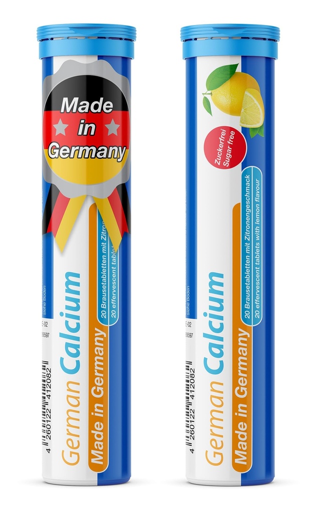 T CUMPL Calcio alemán 500 mg - 40 comprimidos de bebidas veganos - Sabor de limón - Hecho en Alemania