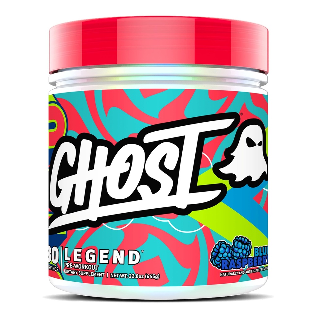 GHOST Legend Pre-Workout Powder, Blue Raspberry - 30 Servings – Pre-Workout for Men &amp; Women with Choline, L-Citrulline, " Beta Alanine for Energy " Focus