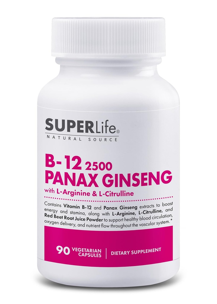 Comienzo Fresco Vitamina B-12 2500 & Panax Ginseng con L-Arginine & L-Citrulline - Powerful Energy Booster ¦ Apoya Normal Blood Flow & Energy Metabolism