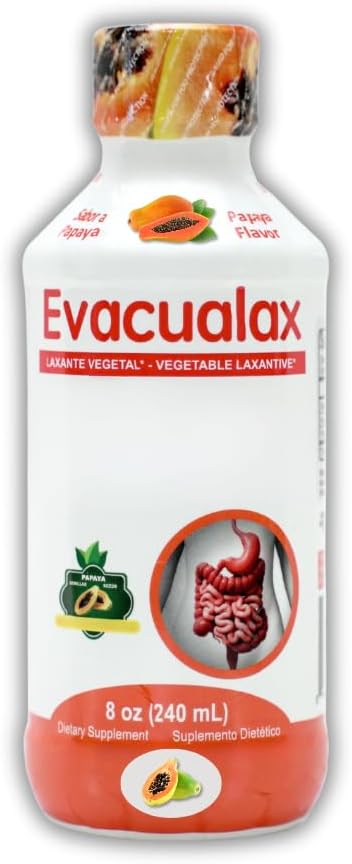 Senna Líquido Laxante para Adultos &amp; Niños - Papaya Flavor, Natural Senna Leaf & Prune - Suave para el alivio del estreñimiento - Herbal Syrup for Bowel Support, Digestive Cleanse - 8oz