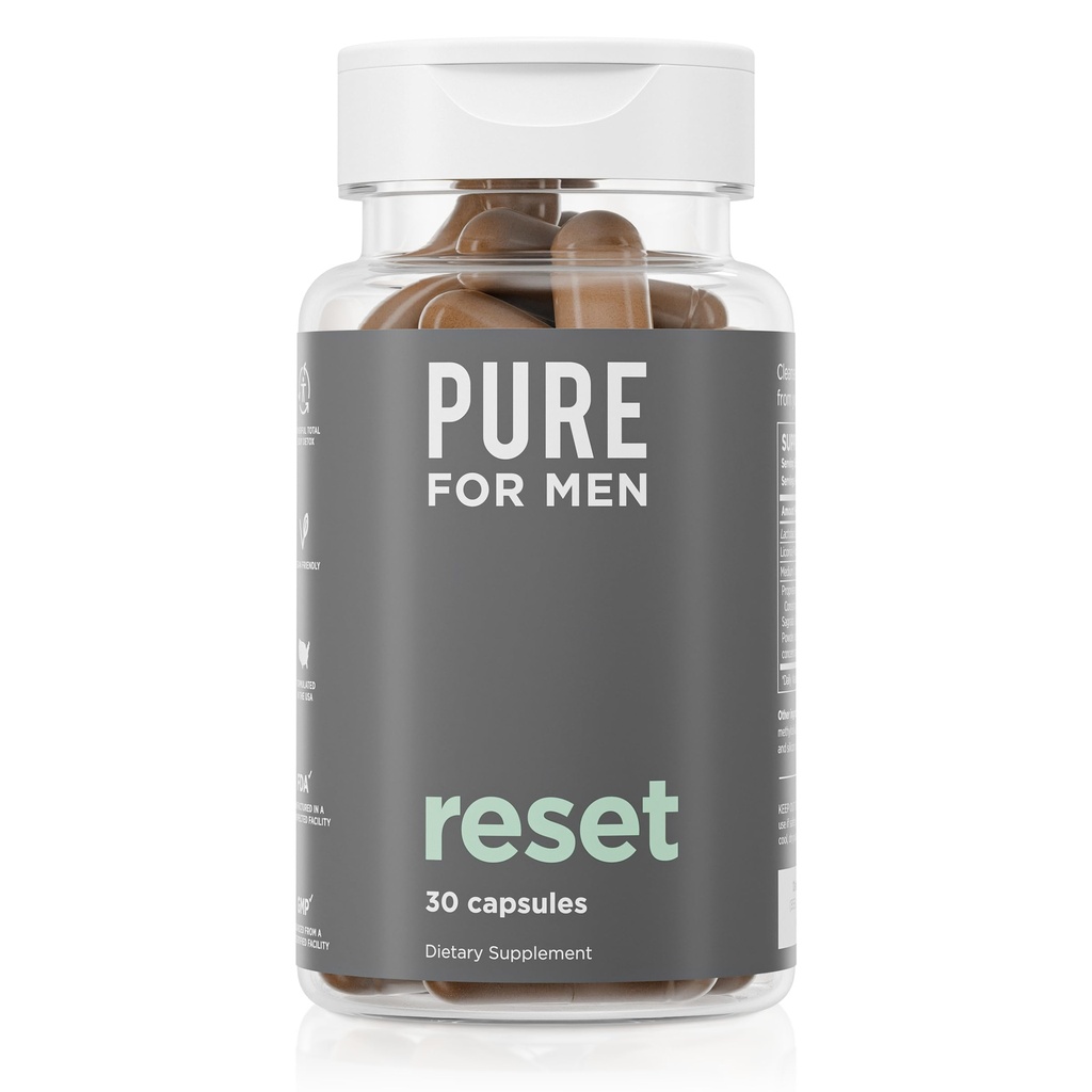 Pure for Men Detox Supplement, Reset ← promueve Digestive & Gut Health, ayuda a eliminar toxinas &amp; soportes Immune System, Colon Cleanse TEN 30 cápsulas