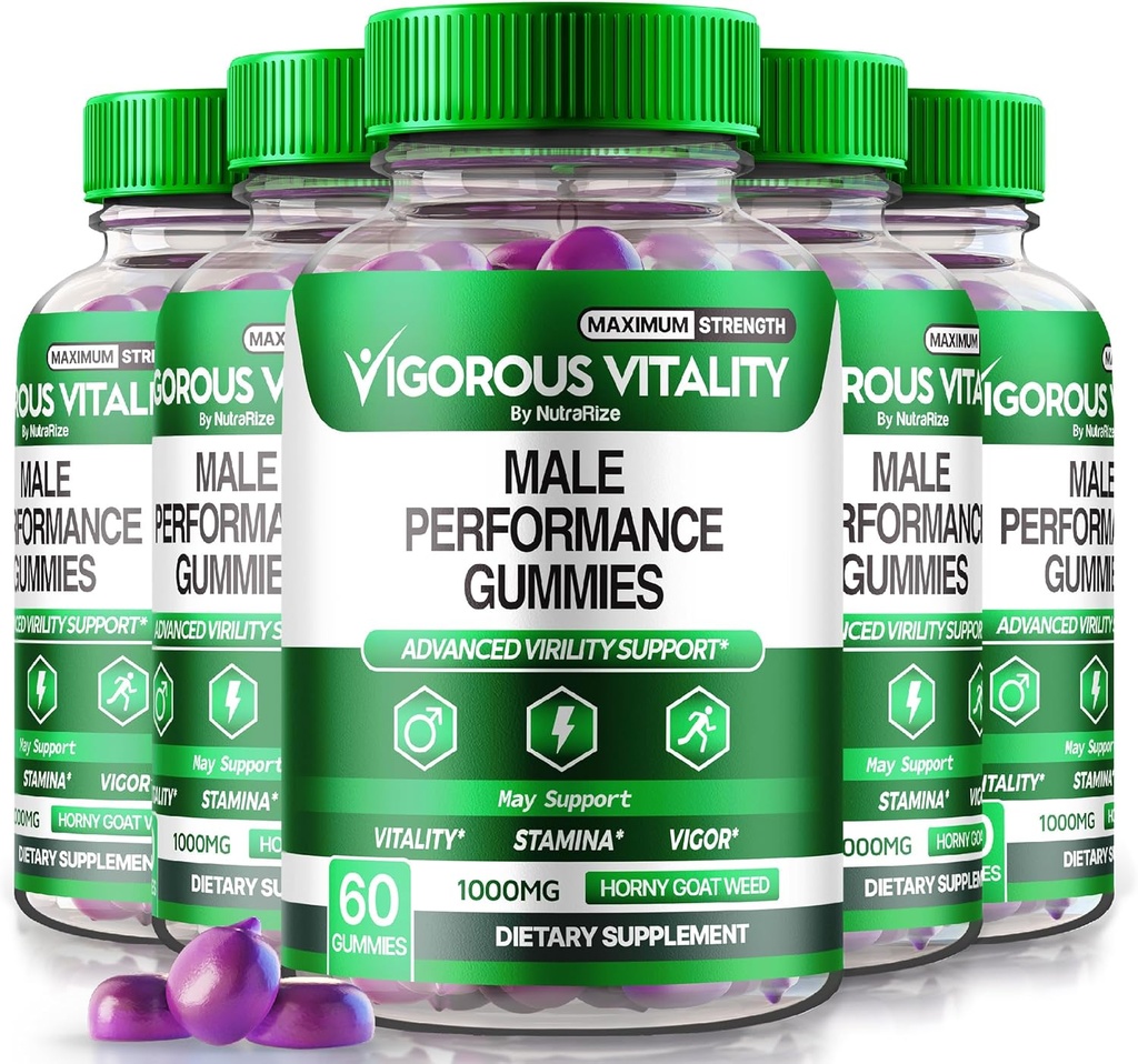 NutraRize (5 Pack) Vigorous Vitality Gummies, Vigorous Vitality Male Enhancement Gummies, Mayor confianza y resistencia Vitality Gummy, Horny Goat Weed for Men Gomitas Enchantment (300 Gummies)