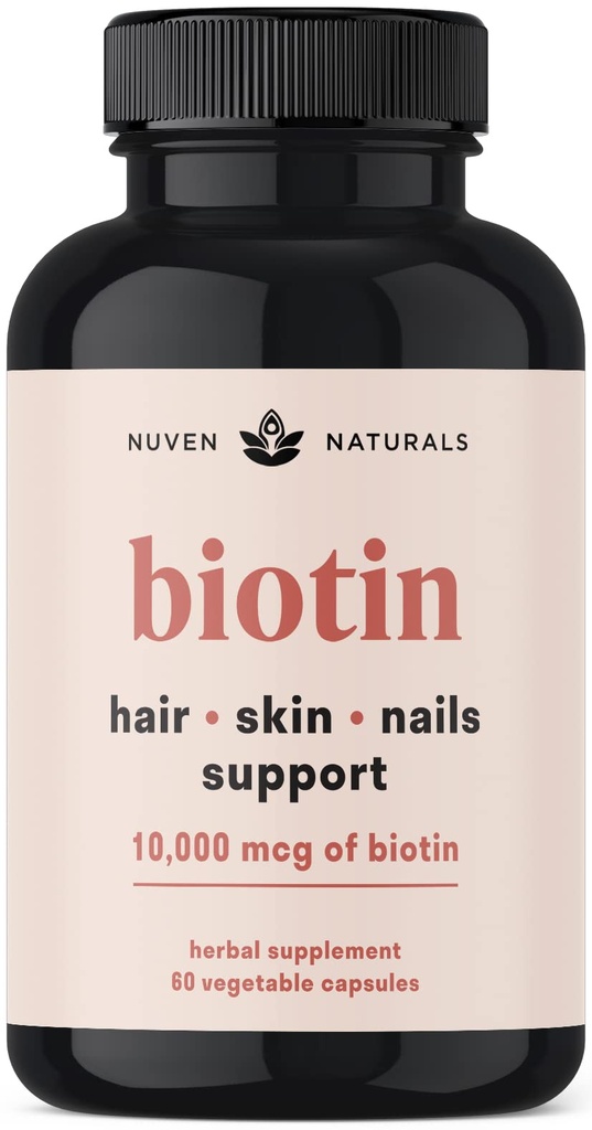 Vitaminas para el cabello - Biotina 10000 mcg con vitamina A, E, C, D &amp; Adaptógenos para soportar el cabello, piel &amp; uñas - Suplemento de biotina para la salud &amp; crecimiento permanente Vegan, No GMO, Gluten Free TEN 60 cápsulas &amp; 30