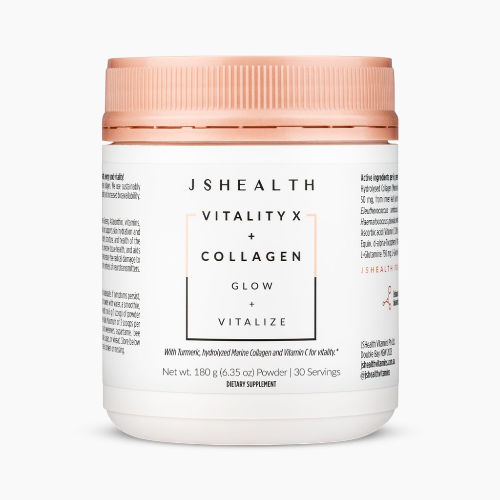 JSHealth Vitamins Vitality X + Collagen - Beauty Powder Supplement with Aloe Vera Silica and Vitamins C &amp; E to Nourish Hair Skin and Nails (180g)
