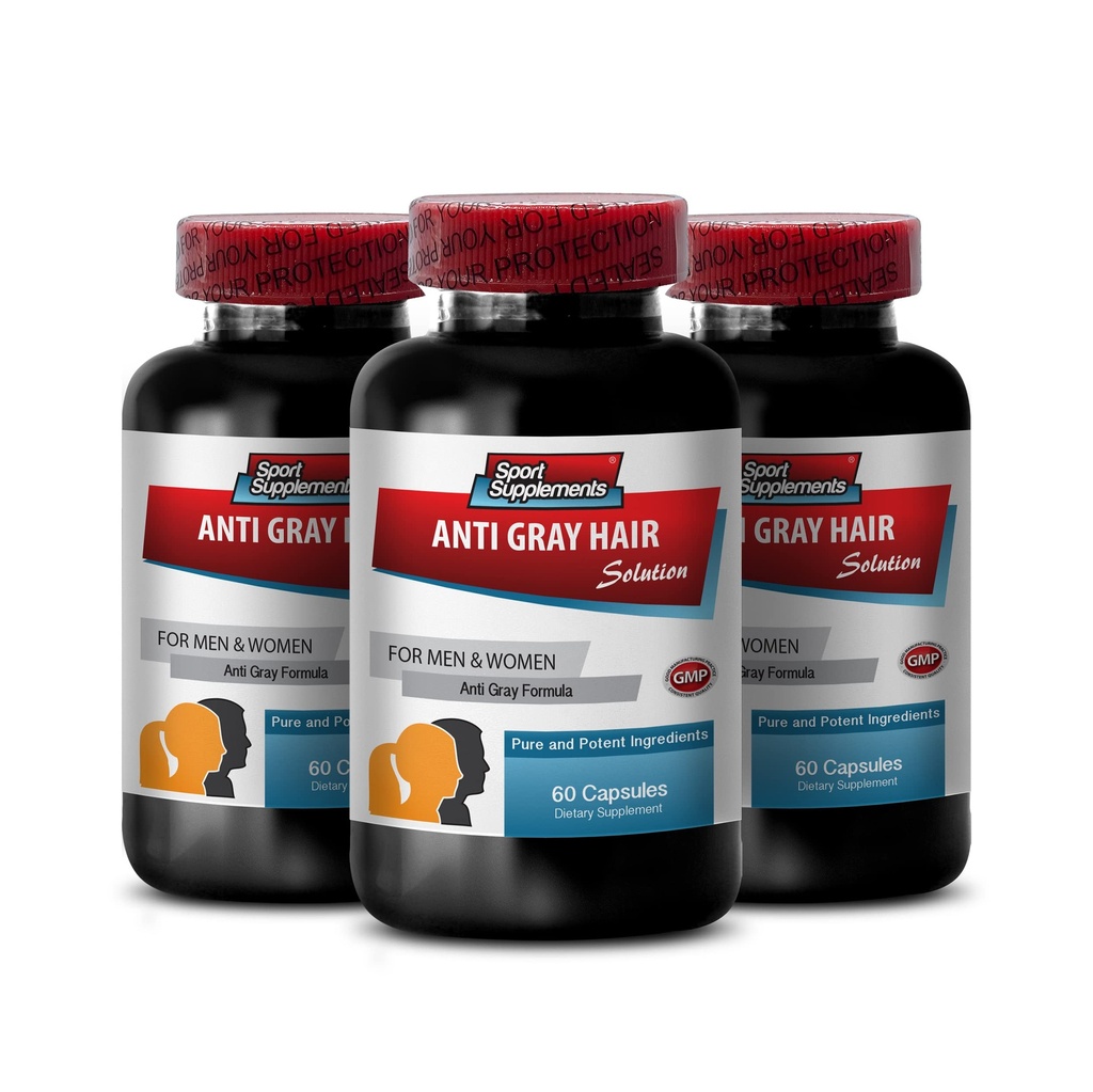 Folic Acid Bulk Suplementos - Anti Gris Hair - Suplemento Catalase, Gris Hair Away, Gray Hair Suplemento al revés, Grey Hair Reversal Suplementos, Gris Grey Hair Supplement, 3 Bottles 180 Caps