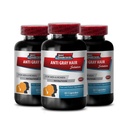 Folic Acid Bulk Suplementos - Anti Gris Hair - Suplemento Catalase, Gris Hair Away, Gray Hair Suplemento al revés, Grey Hair Reversal Suplementos, Gris Grey Hair Supplement, 3 Bottles 180 Caps