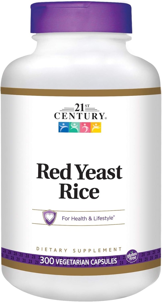 21th Century Red Yeast Rice Extract Veg Capsules, 300 Conde