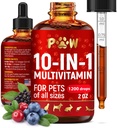 Cat Multivitamínico – Vitaminas B, C y D3 en forma líquida – 10 en 1 Vitaminas y Suplementos para perros para ayudar con alergias e infecciones – Vitaminas para el cuidado de la piel y la carne – Glucosamina para las articulaciones de HIPS – 2 Oz