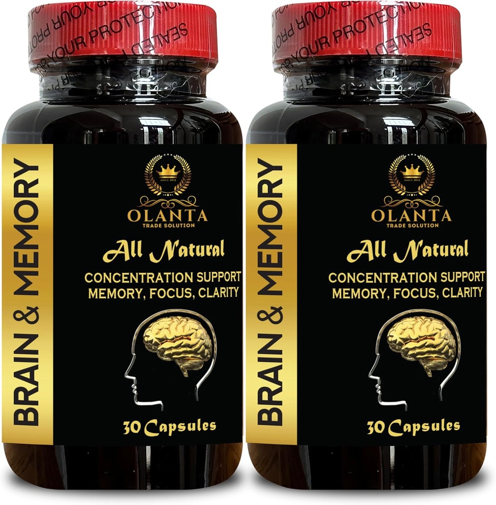 Apoyo a la memoria cerebral - Suplementos de salud cerebral para adultos, claridad mental " mejora cognitiva, suplemento natural del cerebro para la memoria y el foco - 2 botellas 60 cápsulas