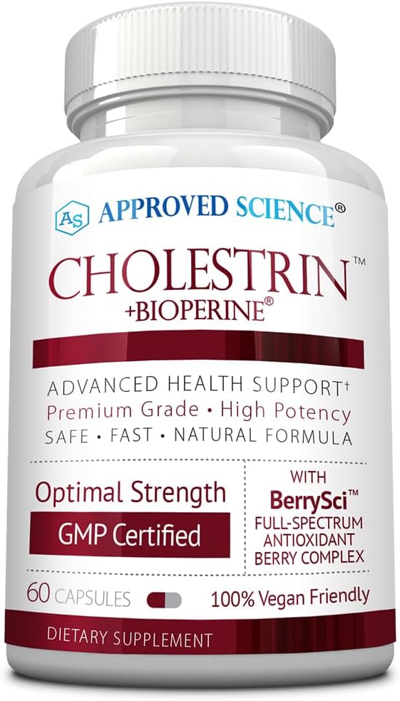Colestrina de Ciencias Aprobadas - Soporte de Nivel Lipid - Antioxidantes, Lecithin, Berberine HCL, Berries, BioPerine - 60 cápsulas - Hecho en EE.UU.