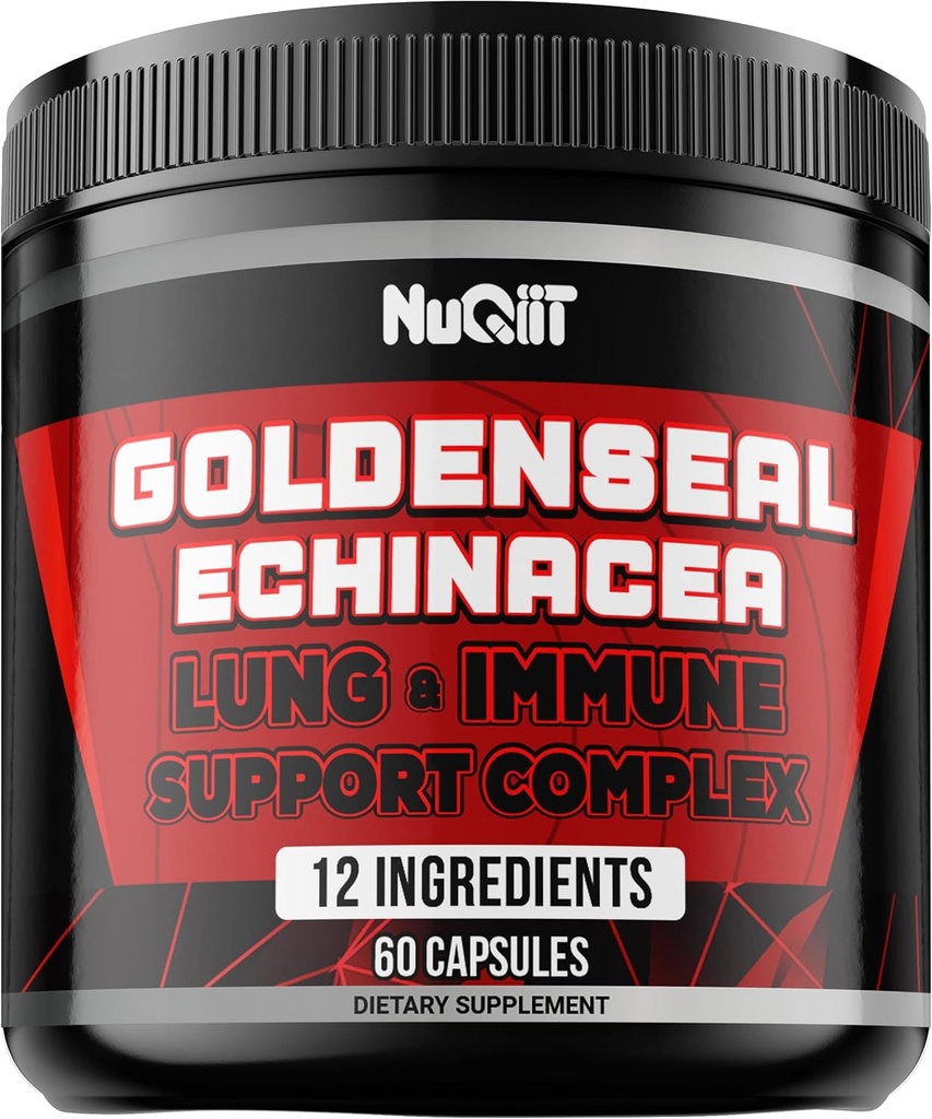 Cápsula de raíz de Goldenseal con Echinacea, Panax Ginseng Root, Immune Support Complex as Elderberry, Ajo Bulb - 60 Cápsulas - Salud Digestiva, Balance Corporal &amp; Más - Goldenseal Root Powder