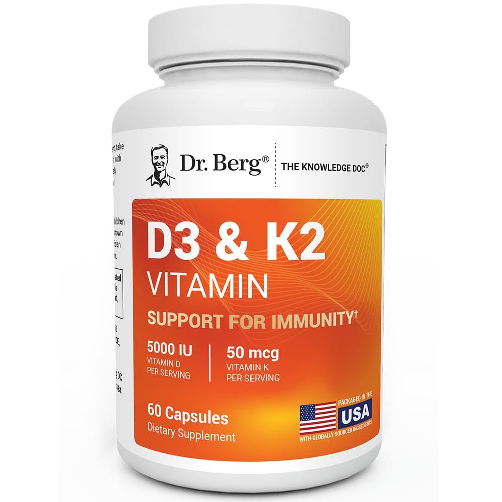 Dr. Berg Maximum Strength 2-in-1 Vitamin D3 K2 5000 UI tóxico naturalmente derivado D3 Silencio 4X Lab-Tested " Verified peru High Absorption Formula  K2 D3 Vitamin Supplement - 60 cápsulas