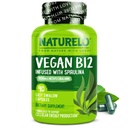 NATURELO Vegan B12 - Metil B12 con Espirulina Orgánica - Alta Potencia Vitamina B12 1000 mcg Metilcobalamina - Apoyo Mood sano, Energía, Corazón &amp; Ojo Salud - 90 cápsulas