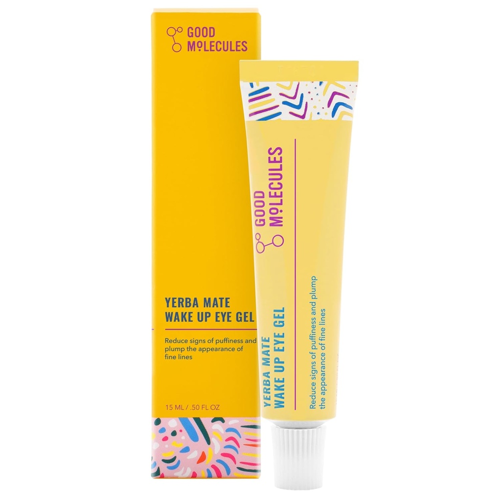 Good Molecules Yerba Mate Wake Up Eye Gel - Hidrating Under Eye Gel Cream with Hyaluronic Acid and Caffeine - Target Dark Circles and Puffiness - Skin Care for Face