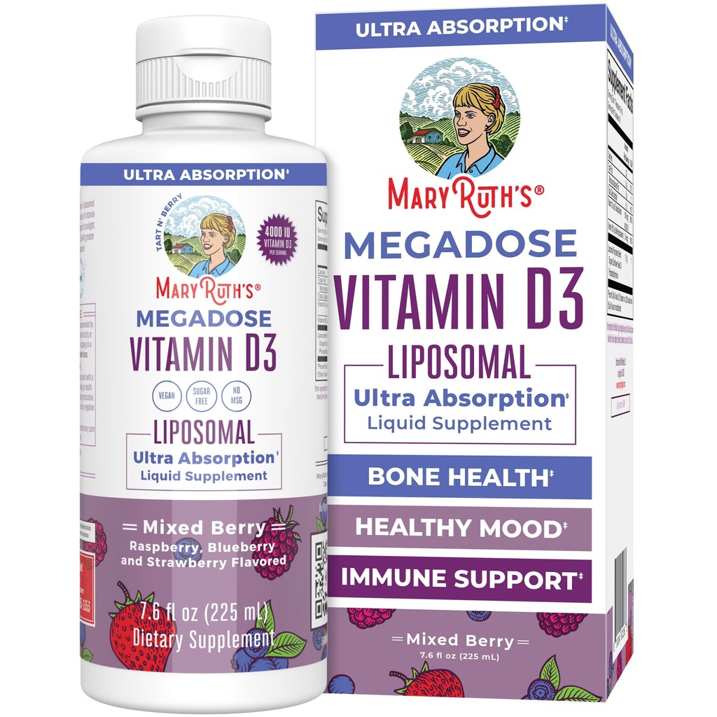 MaryRuth Orgánicas Megadose Vitamina D3 Liposomal ← Vitamina D 4000 UI Silencio Ultra Absorción  Immune Soporte para Adultos Silencio Bone Health ← VIT D3 Silencio Vegan  Sugar Free TEN Gluten Free ← Non-GMO Silencio 45 Servings