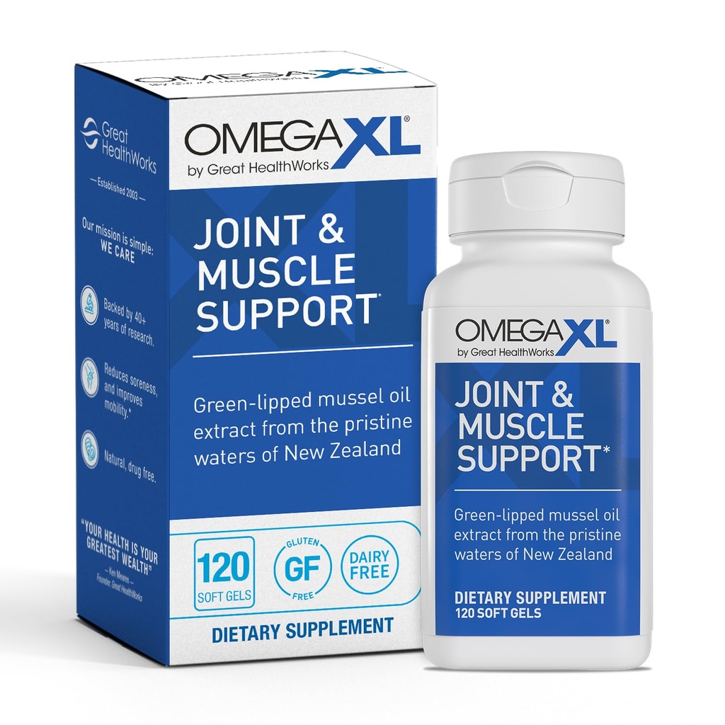 Suplemento de soporte conjunto OmegaXL - Apoyo al músculo natural, aceite de mejillón verde, píldoras de gel suave, libres de drogas, 120 cuenta