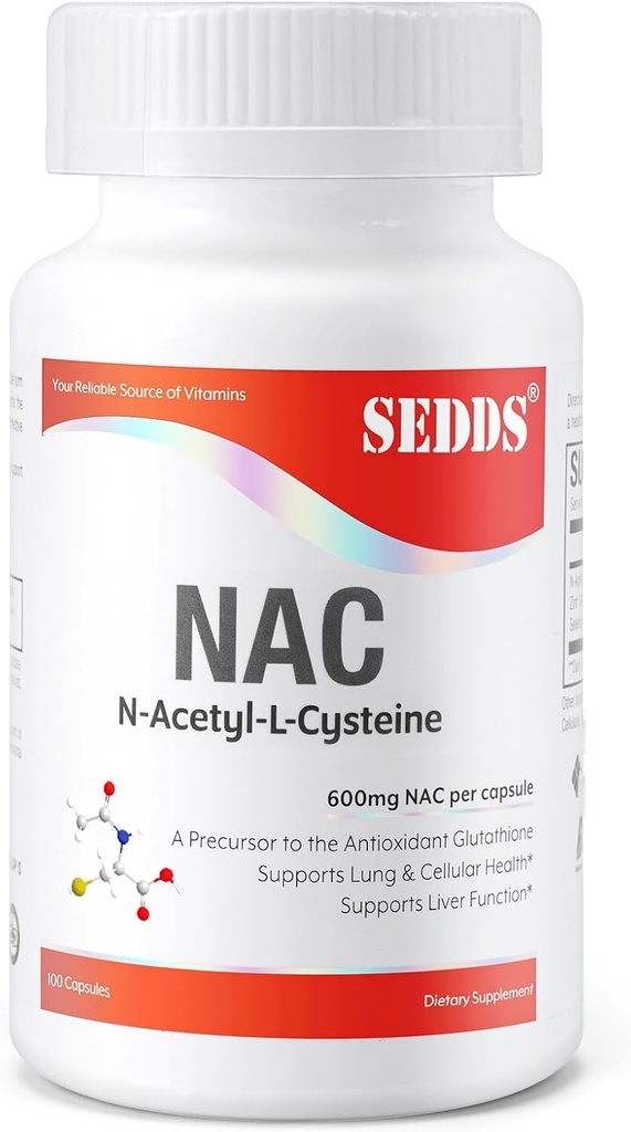 Suplementos, N-Acetyl Cysteine (NAC) 600mg, 100 Veg Capsules - Non-GMO, Gluten Free
