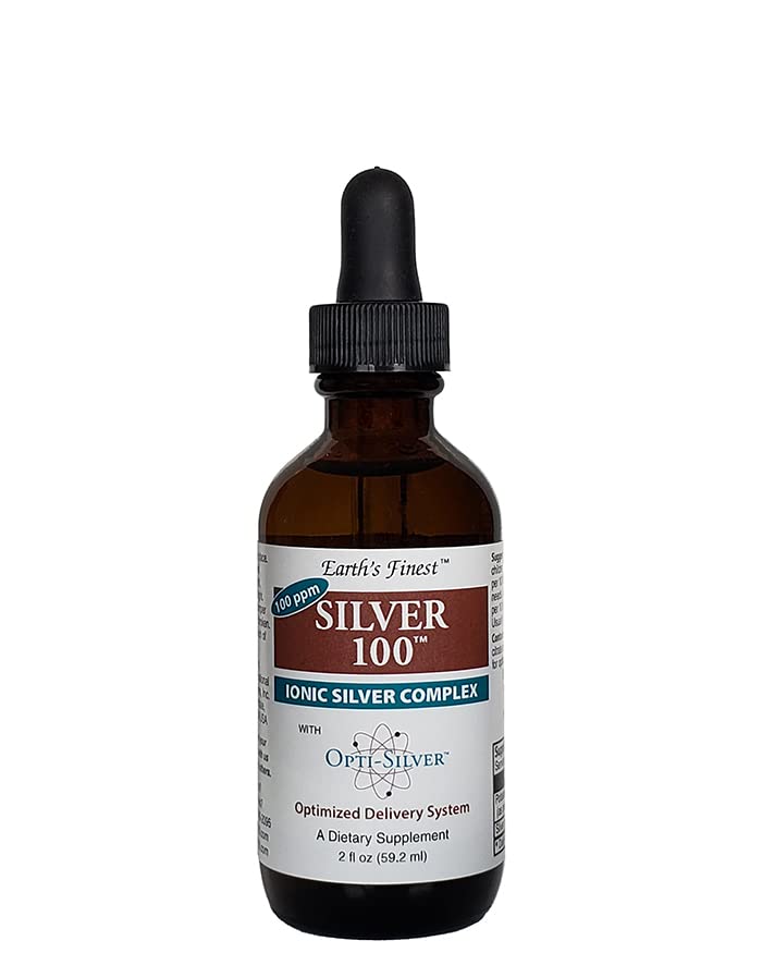 Complejo de plata 100 Ionic con sistema de entrega optimizado Opti-Silver para soporte inmunitario - 100 ppm, 2oz (59.2mL) - Dropper