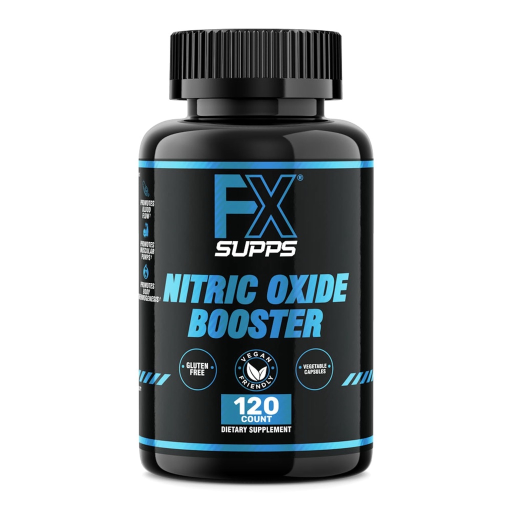 FX SUPPS Nitric Oxide Support ← Pre-Workout Supplement for Men &amp; Women – 120 Capsules – con Arginine for Endurance, Workout Performance & Circulation Support