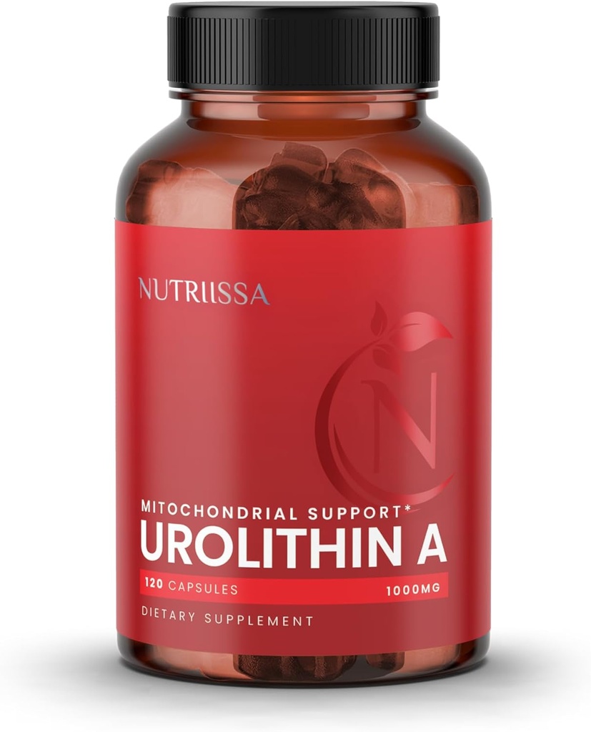 Nutriissa Urolithin A 1000mg - Rejuvenecimiento celular avanzado, fuerza muscular - EPEB certificado para la pureza y potencia - Vegan, 120 cápsulas