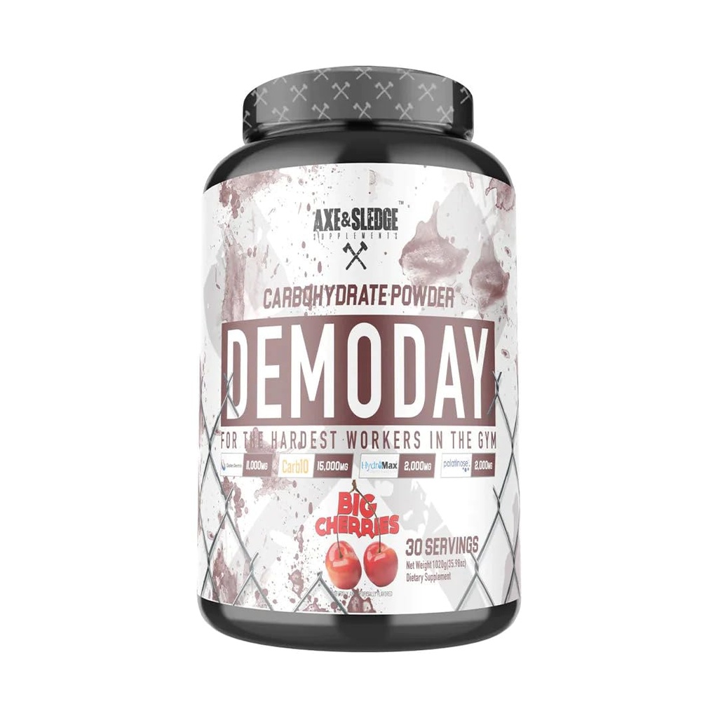 Axe &amp; Sledge Supplements Demo Day Intra-Workout Carbohydrate Powder with Cluster Dextrin, Carb10, Hydromax, & Palatinose, Enhances Performance and Pumps, 30 Servings (Big Cherries)