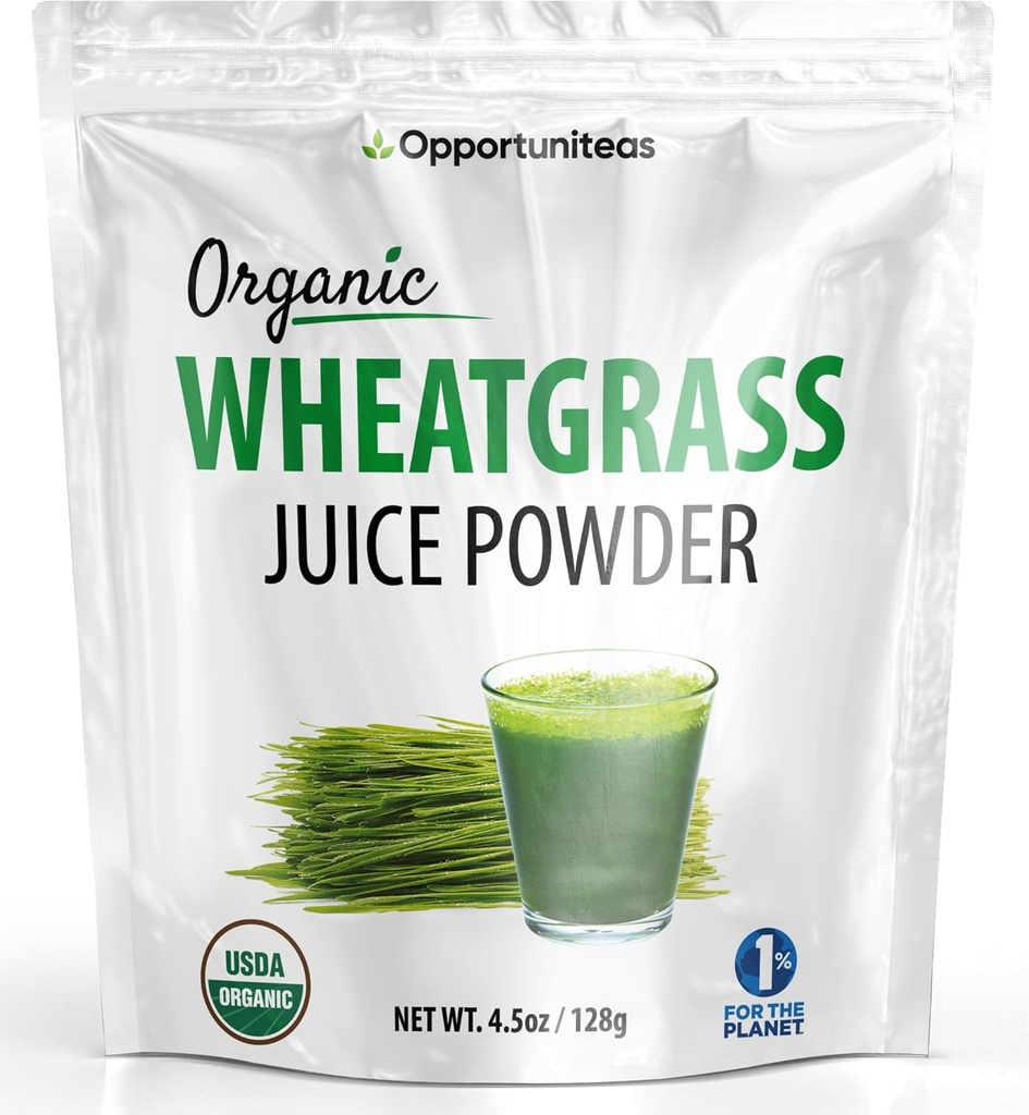 Opportuniteas Orgánica de Wheatgrass Juice Powder - Grown & Secado en EE.UU. - Suplemento de Superalimentos Verdes Premium - Vegan &amp; Non-GMO - 4.5 oz
