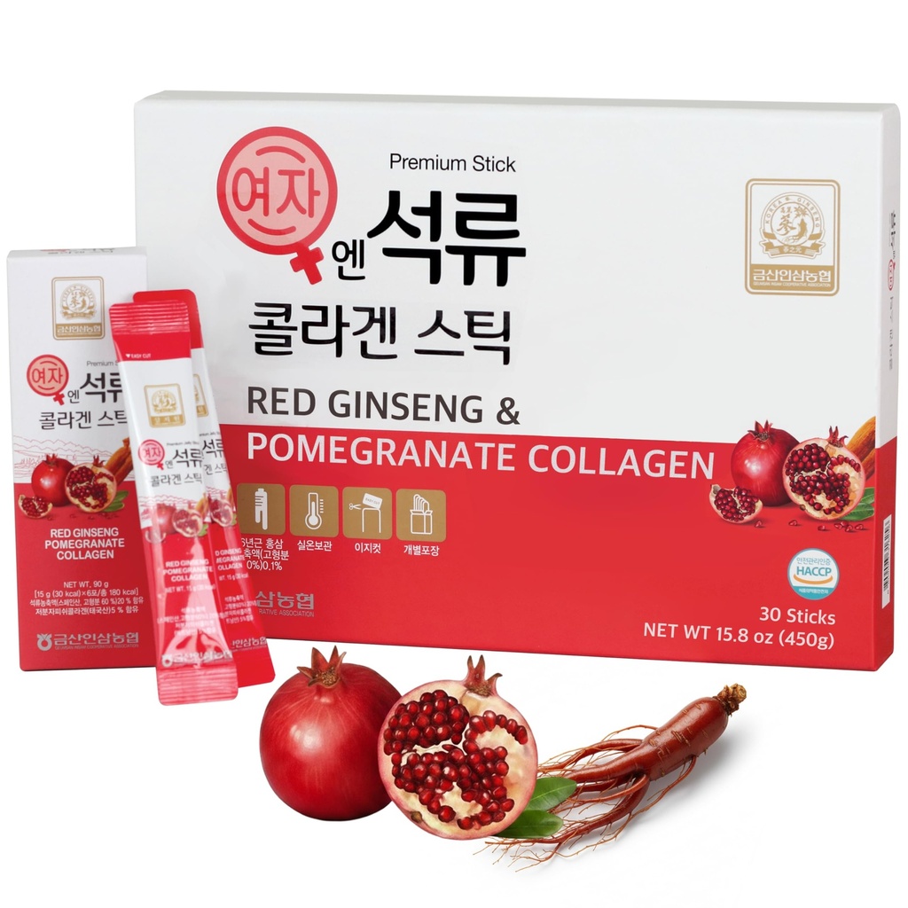 Coreana Belleza Baekje Geumsan Mujer Pomegranate Collagen Jelly Stick 5.1oz / 30 Cuenta (5 Pack)