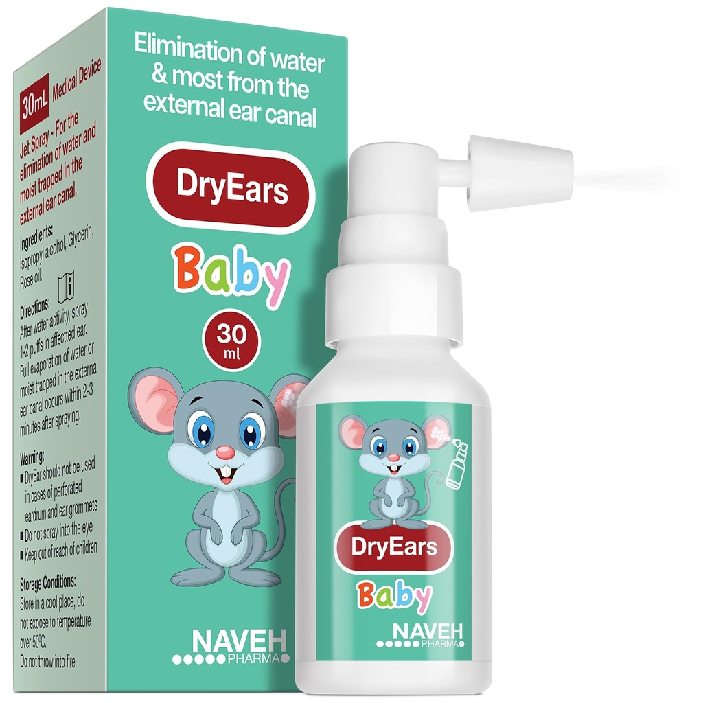 NAVEH PHARMA® Dry Ears Baby TENIDO Swimmers Ear Drops Spray TEN Ear Drying Drops for Little Swimmers