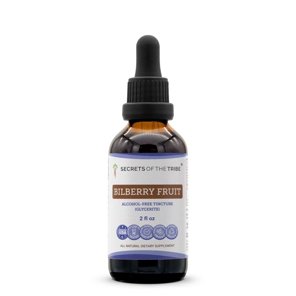 Secretos del extracto líquido libre de alcohol Tribe Bilberry Fruit, Bilberry (Vaccinium Myrtillus) Suplemento de Tintura de frutas secas (2 FL OZ)
