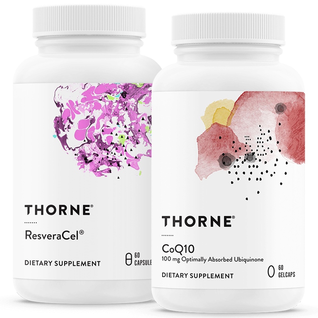 THORNE - Conjunto de salud celular - CoQ10 &amp; NiaCel 400 - Energía de apoyo, Defensa celular " Envejecimiento saludable - 30 a 60 Servimientos