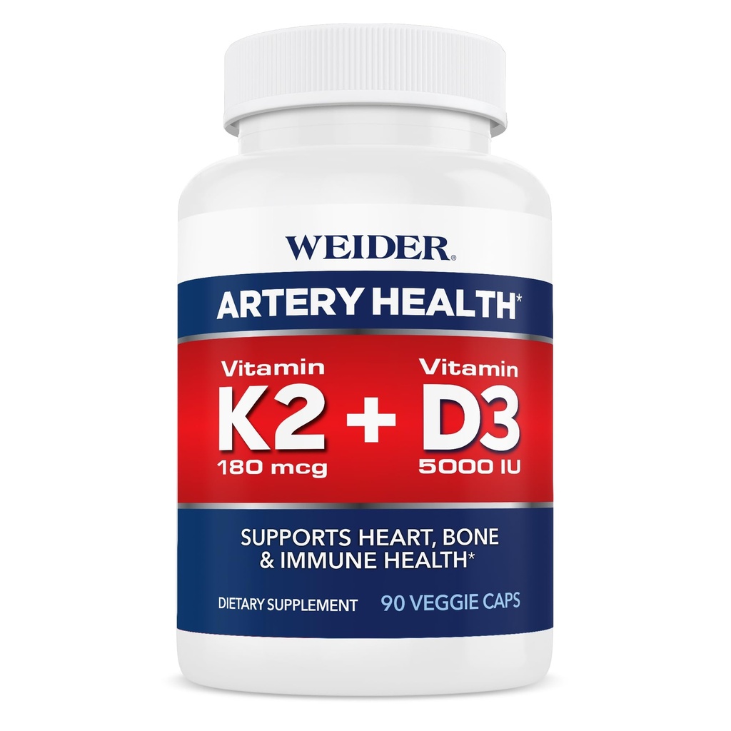 Suplemento de salud de la arteria húmeda, vitamina K2 (180mcg) &amp; vitamina D3 (5000iu), 90 cápsulas vegetales