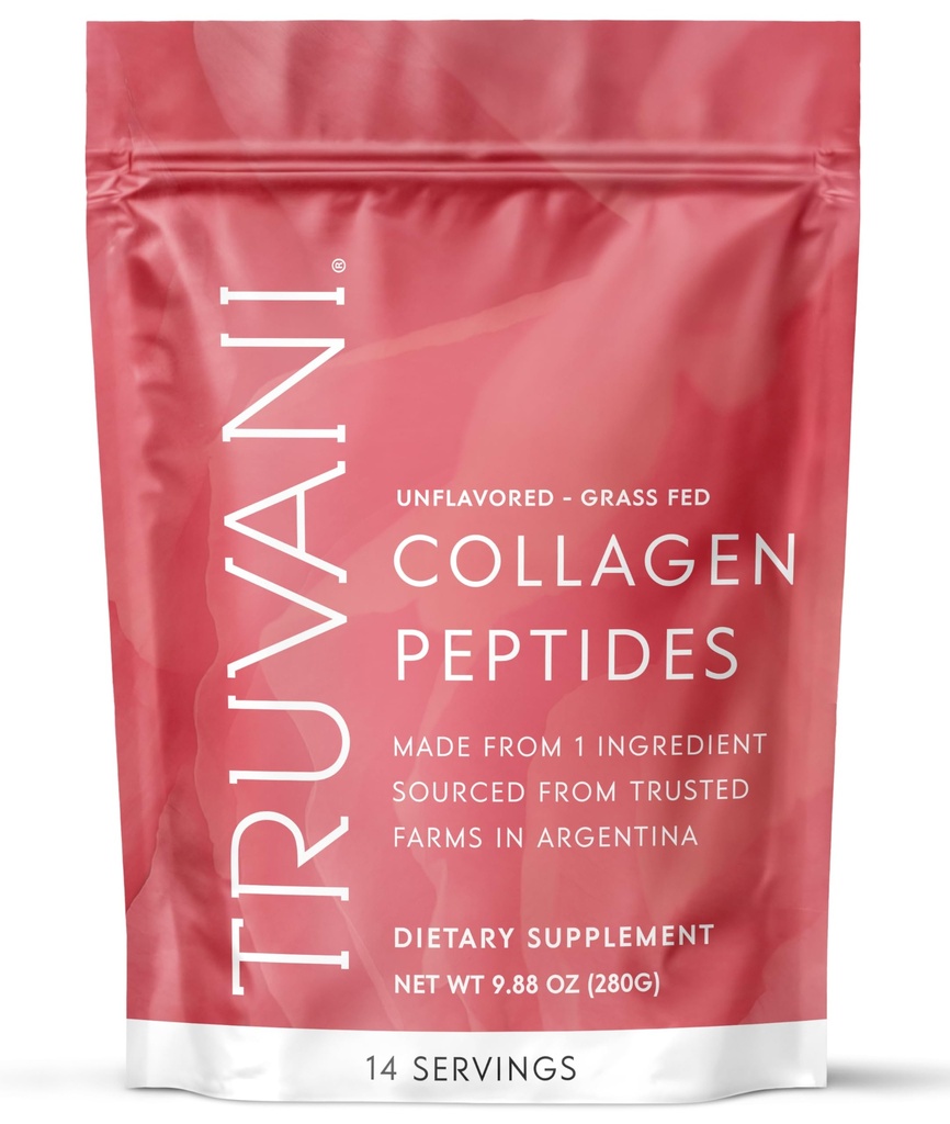 Truvani Hidrolyzed Collagen Peptides ← Desarrollado Silencio 14 Servings  20g Grass-Fed Collagen Protein Powder ← Promociona el cabello, la uñas, la piel y la salud conjunta ← Keto  durable Dairy and Gluten Free ← Mujeres y Hombres