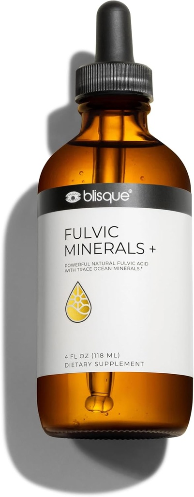 Blisque – Natural Trace Mineral Drops Suplemento con Ácido Fulvico y Ácido Humic tóxico para Detox, Cleanse, Immune Support, Brain Booster, Alkaline Hydration, y Energy Contains Electrolytes 4 Ounce