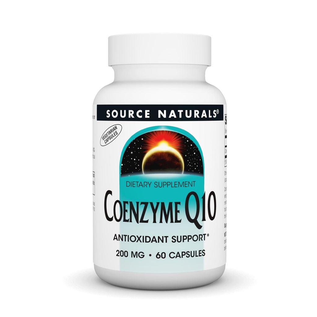 Fuente Naturales Coenzima Q10 Antioxidante Apoyo 200 mg para el Corazón, Cerebro, Inmunidad, " Apoyo al hígado - 60 cápsulas vegetarianas